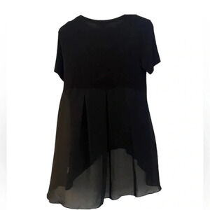 Aqua High Low Black Sheer Back Flowy T Shirt Size Medium